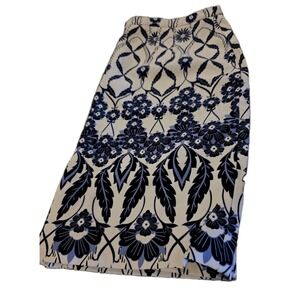 Navy & Blue Trellis Floral Geometric. Silhouette: A-line.Size 12. Will Smith.